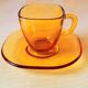 70s amber glass cups