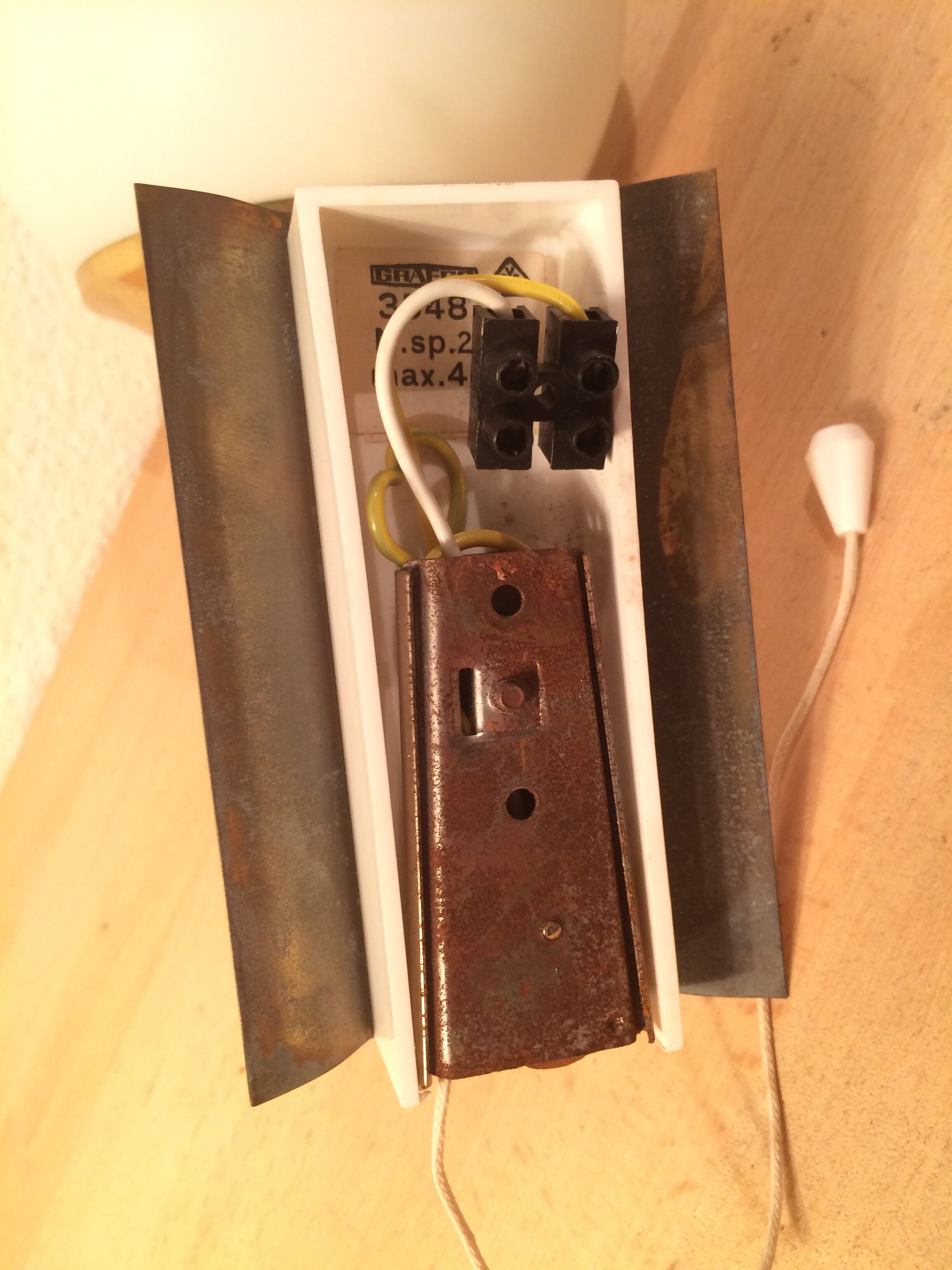 Brass and opal globe wall lamp from the 60s