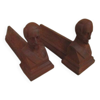 Pair of antique andirons - Napoleon III effigy