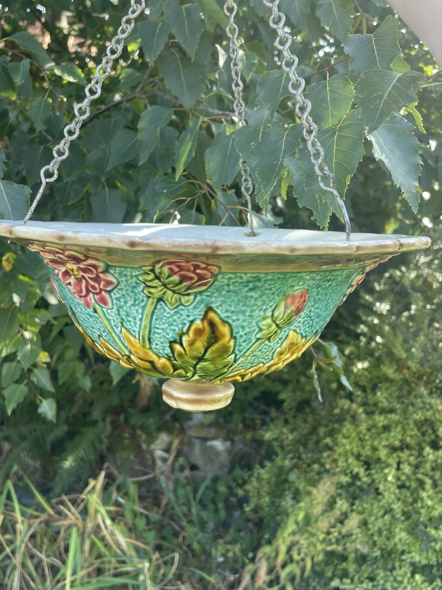 Suspended planter in slipware
