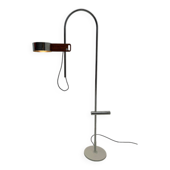 Chrome and wood floor lamp