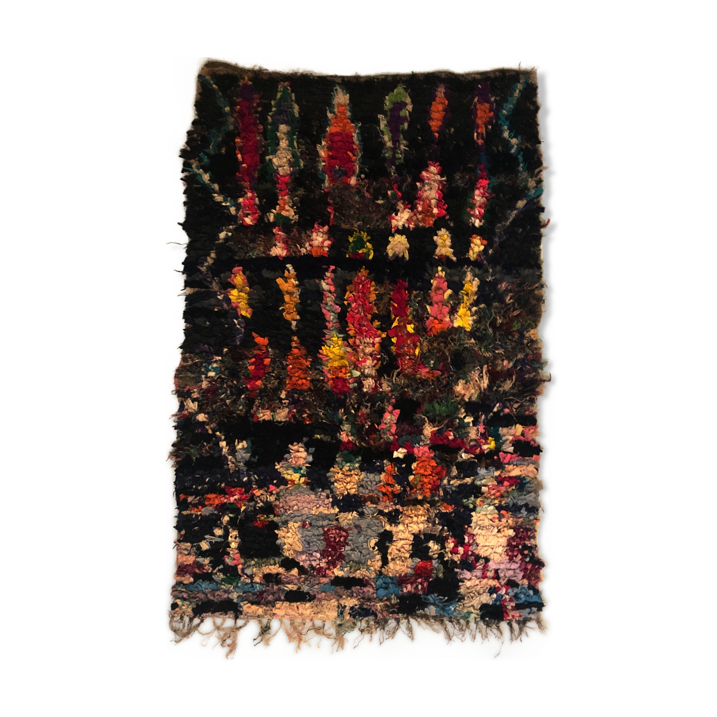Moroccan Berber carpet Boucherouite 194x128cm
