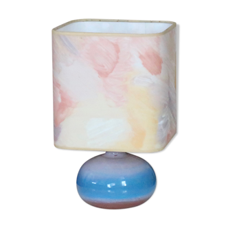Ceramic lamp with pastel shade, 1970s