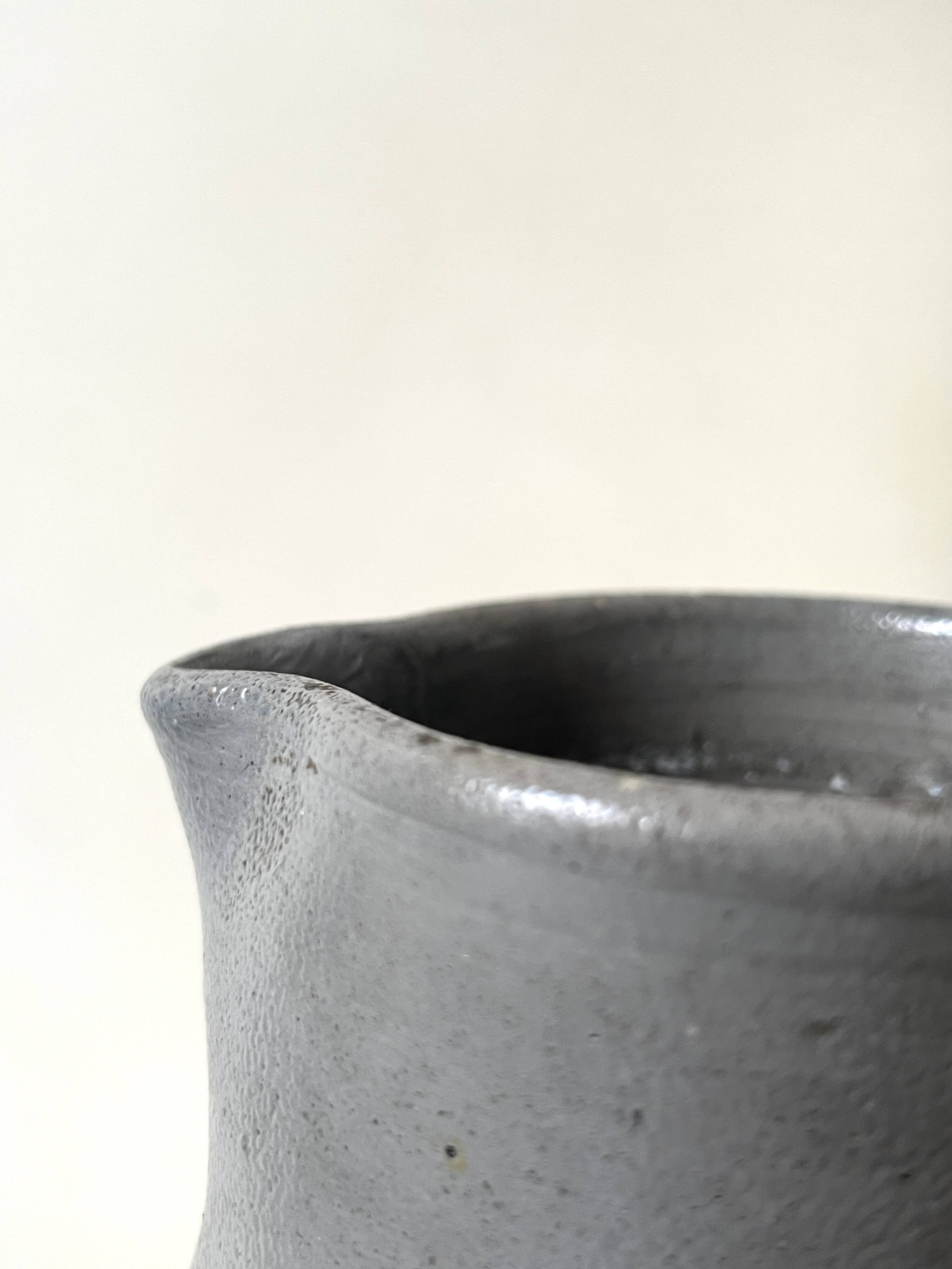Large ceramic stoneware jug in grey glazed – handcrafted in France around 1970.