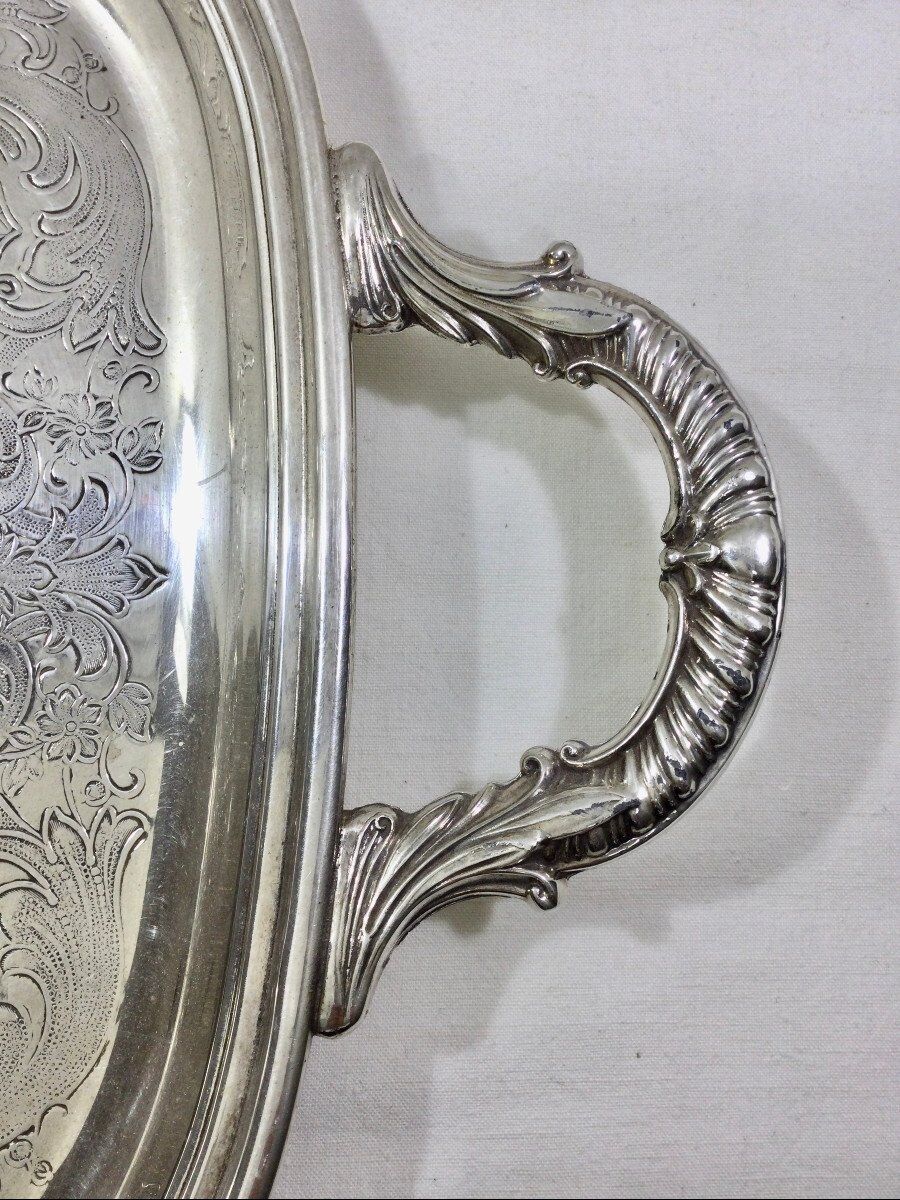 Silver metal handle tray