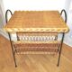 Wicker and wrought iron vintage magazine table 50s