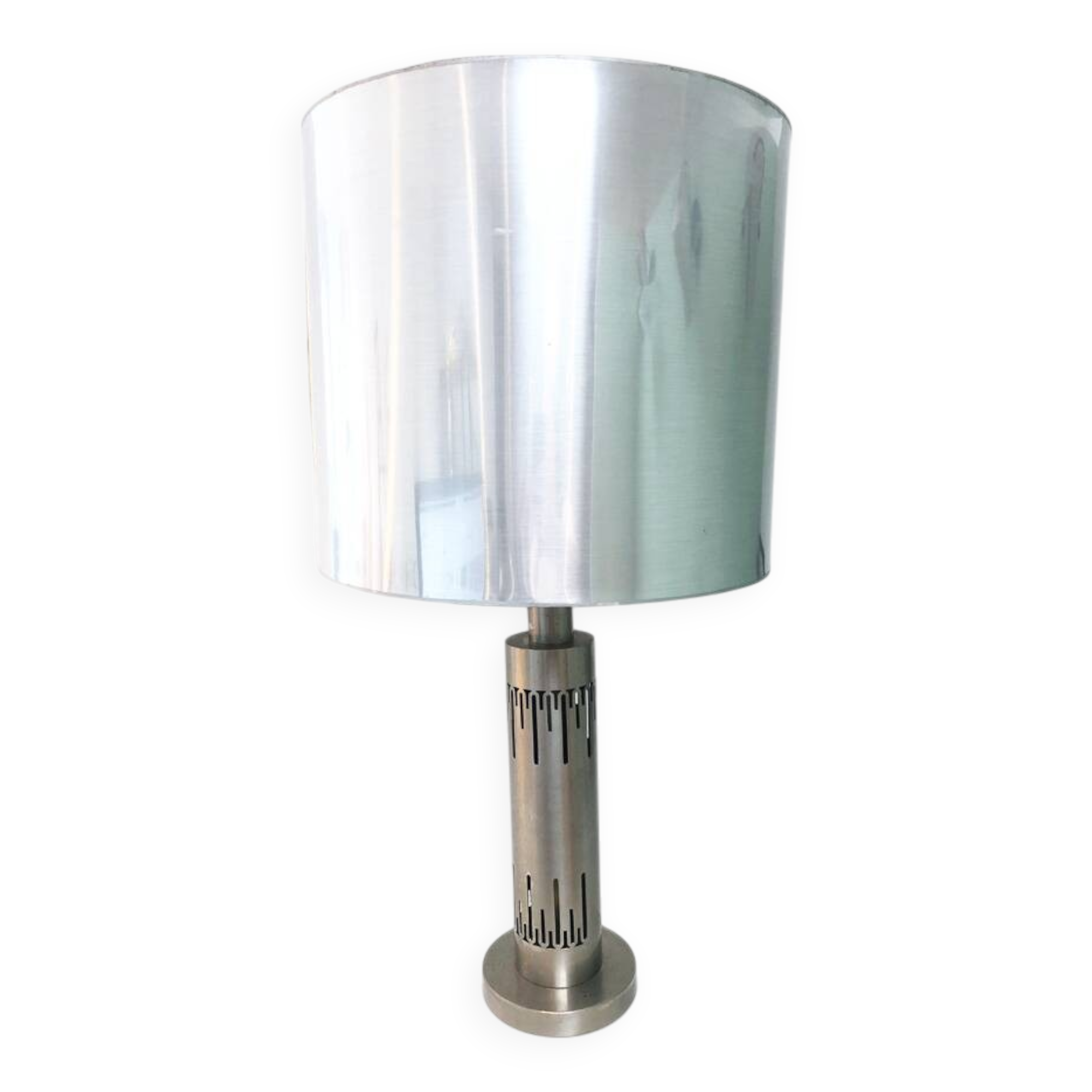 Vintage 70s design lamp in brushed aluminum