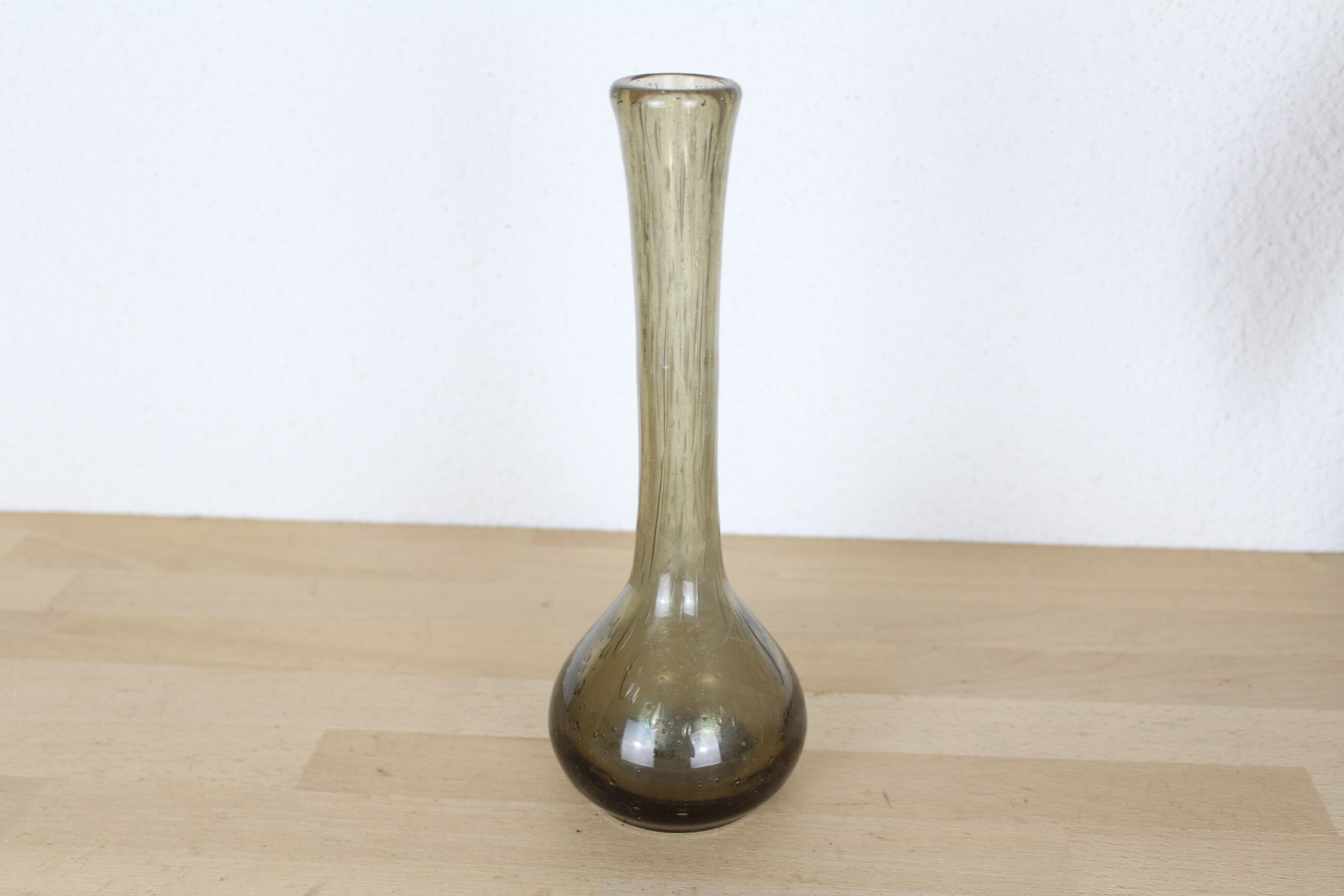 Biot bubbled glass soliflore vase, smoked