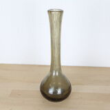 Vase soliflore en verre bullé de Biot, fumé