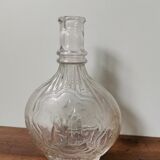 Vintage molded glass decanter bottle religious water of la salette