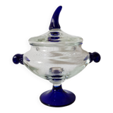Plat de bonbonnière Cristal de Paris avec des détails bleu cobalt