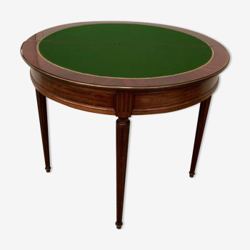 Console table à jeux en demi lune de style Louis XVI acajou XX siècle