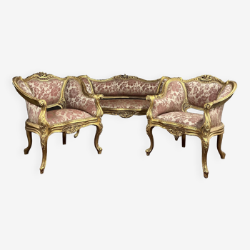 Louis XV Style Golden Wood Living Room