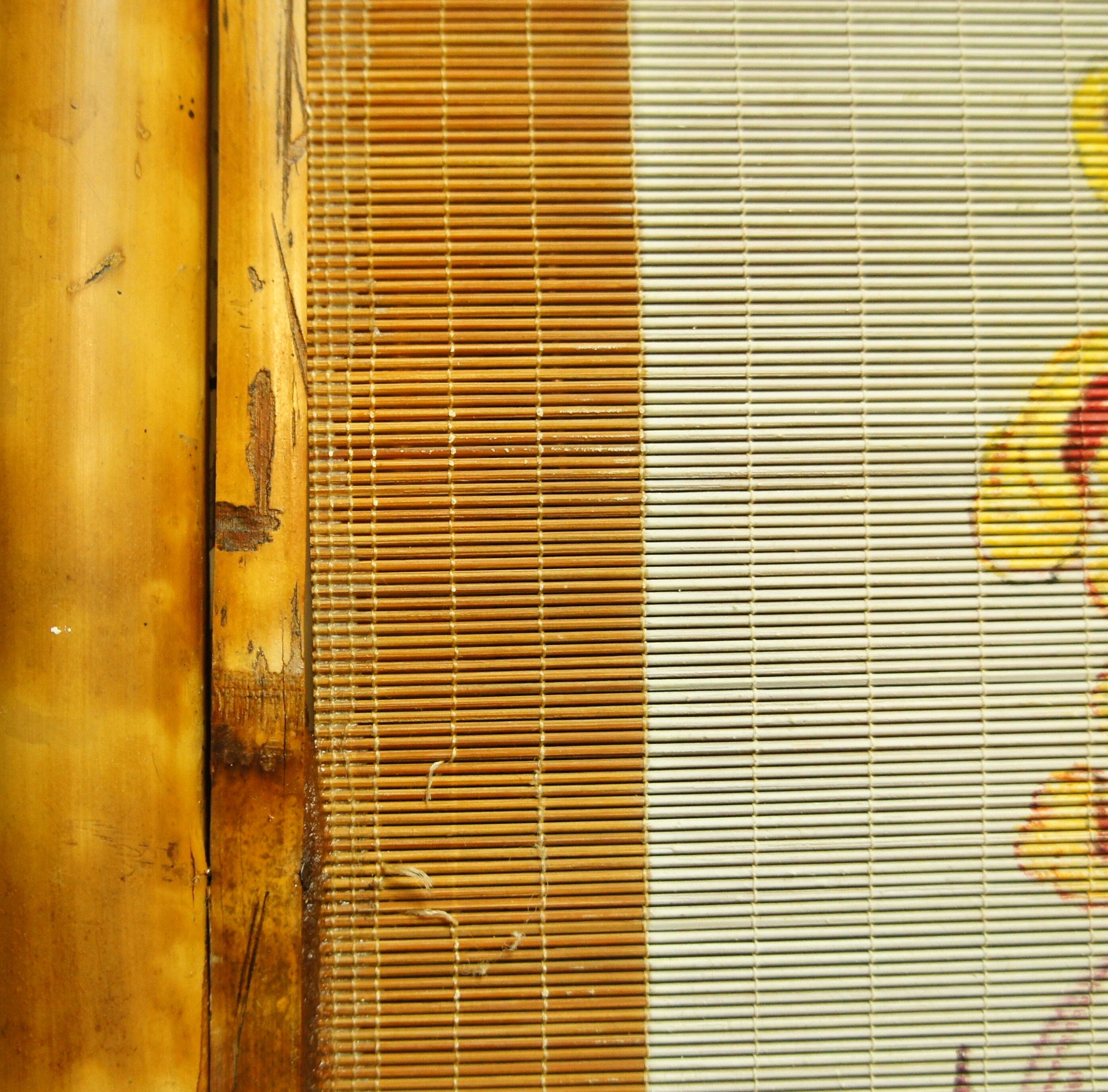 Asian bamboo screen, painted rice straw