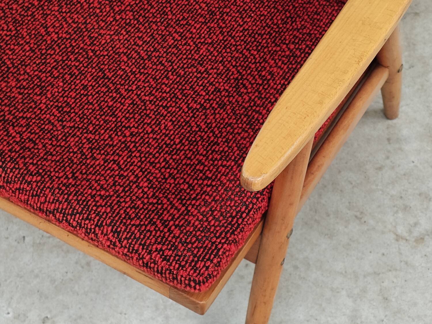 Pair of green-red boomerang armchairs by Antonin Suman for Ton (Thonet) 19