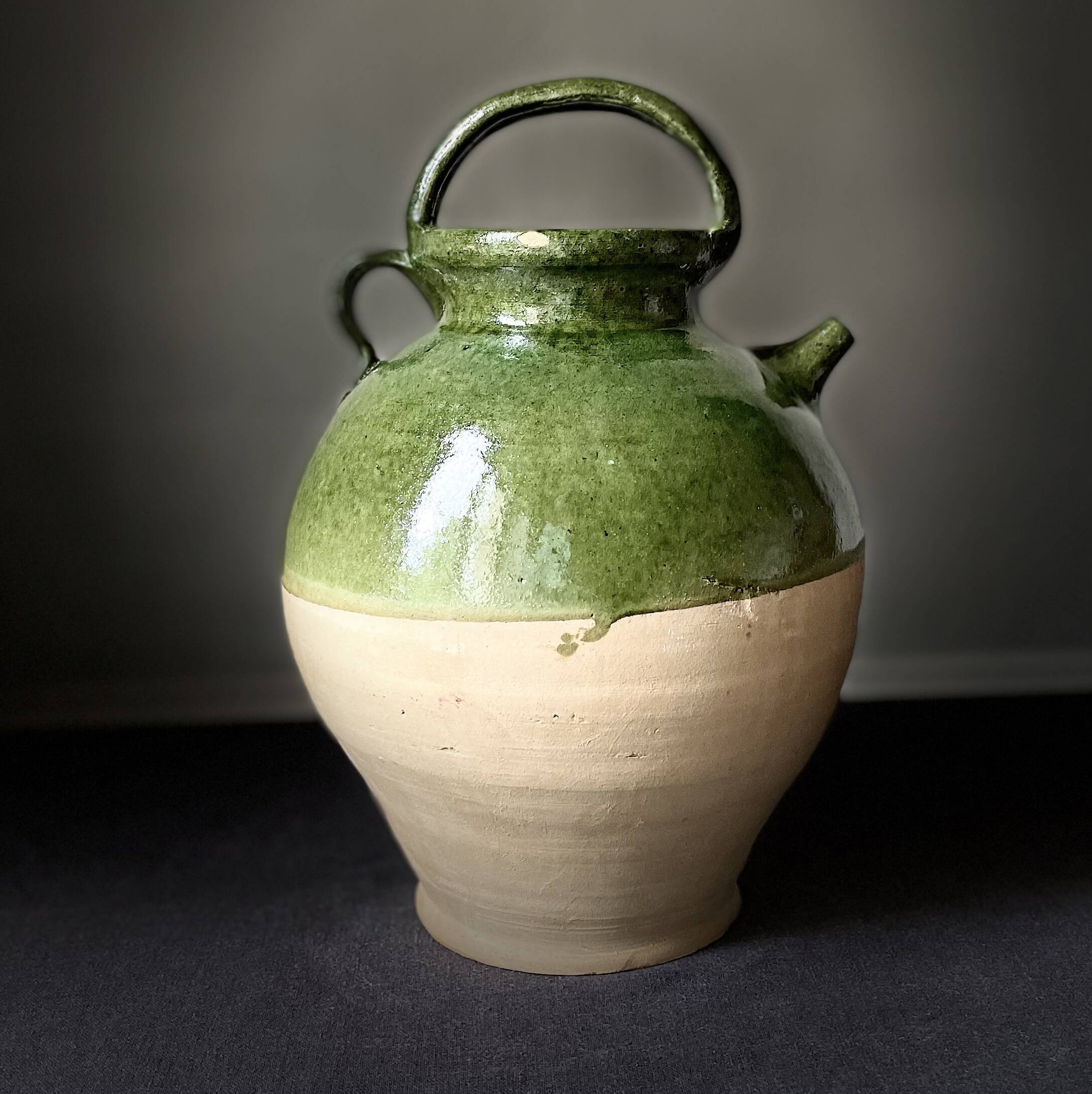 Green terracotta jar
