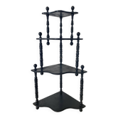 Corner shelf to place or hang in black lacquered wood