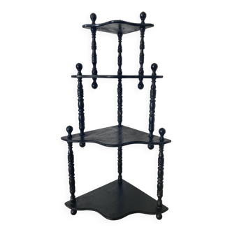 Corner shelf to place or hang in black lacquered wood