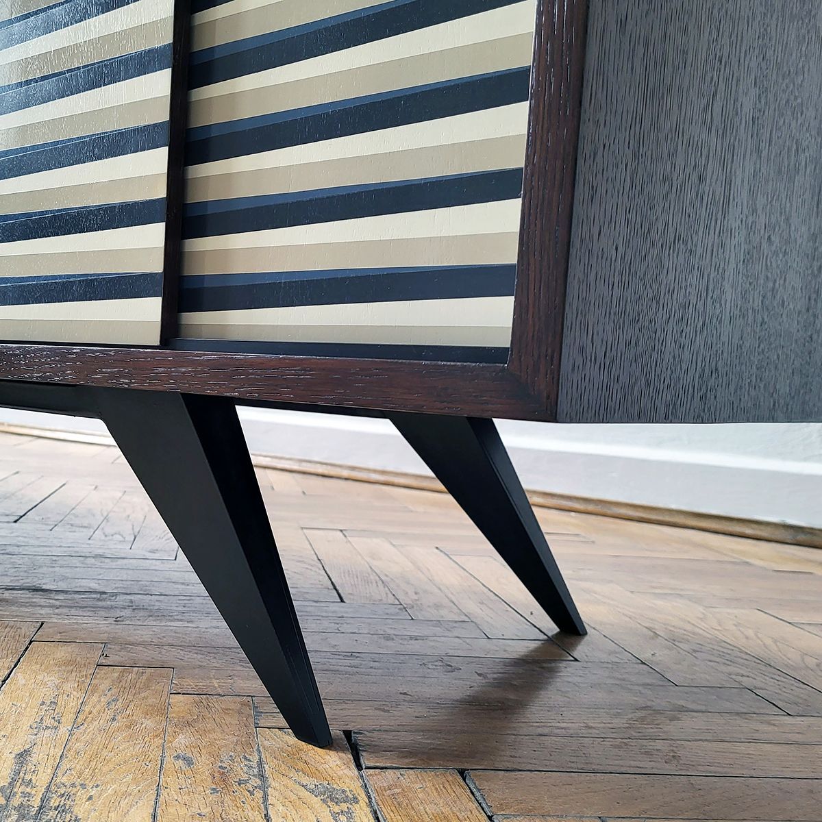 Vintage Scandinavian Modern Sideboard Hand-Painted Pattern, Denmark 1960s