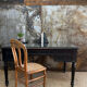 Bureau XIXeme laqué noir et sous main verre biseauté