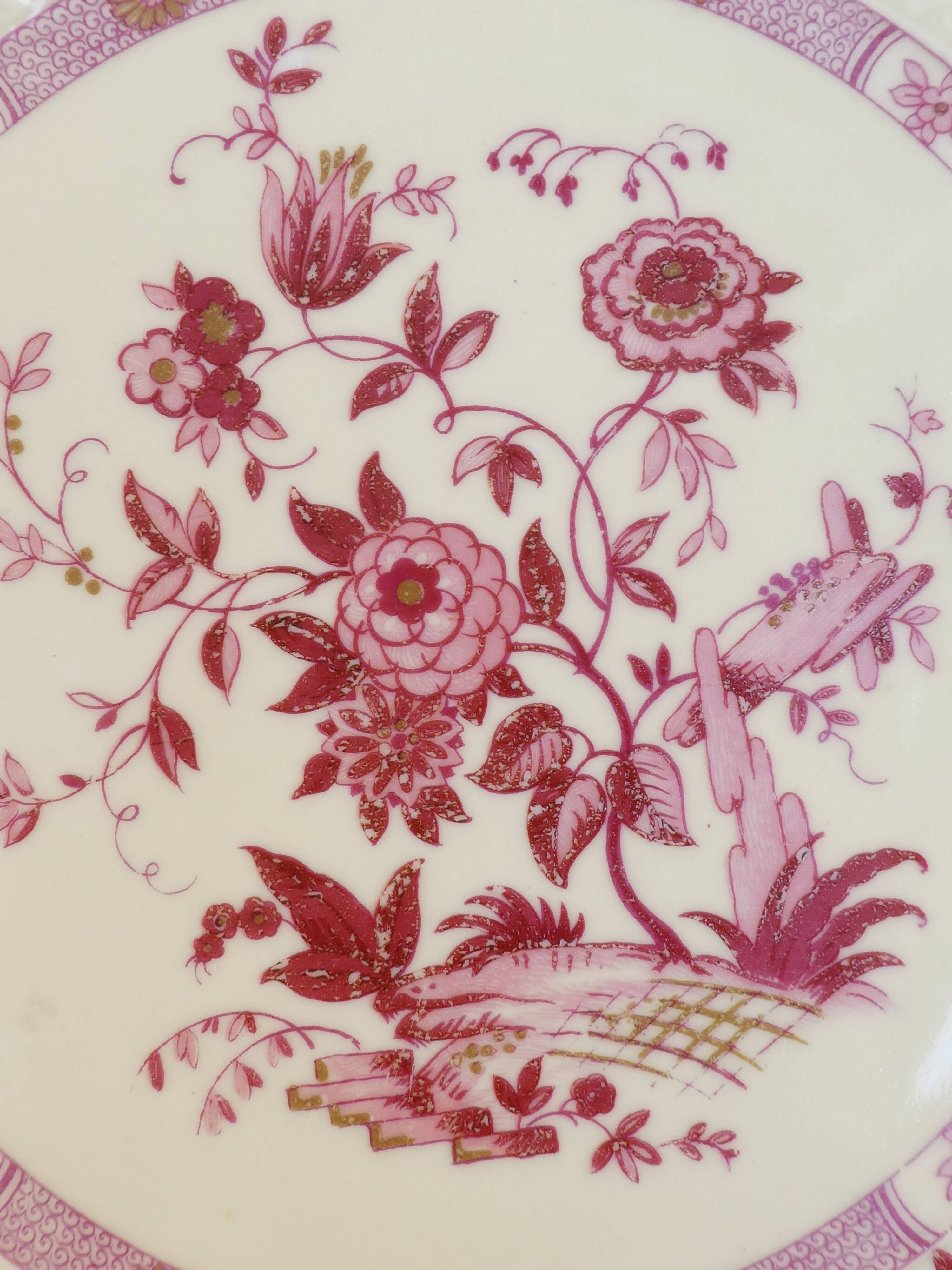 Compotier en porcelaine bernardaud limoges décor fleur rose / pourpre