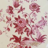 Compotier en porcelaine bernardaud limoges décor fleur rose / pourpre