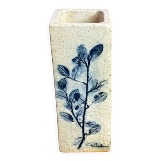 Stoneware vase, herbarium, Raymonde Leduc, Vallauris
