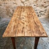 Antique French country dining table – Oak base and pine top, circa 1900