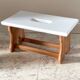 Tabouret vintage en hêtre et peint en blanc