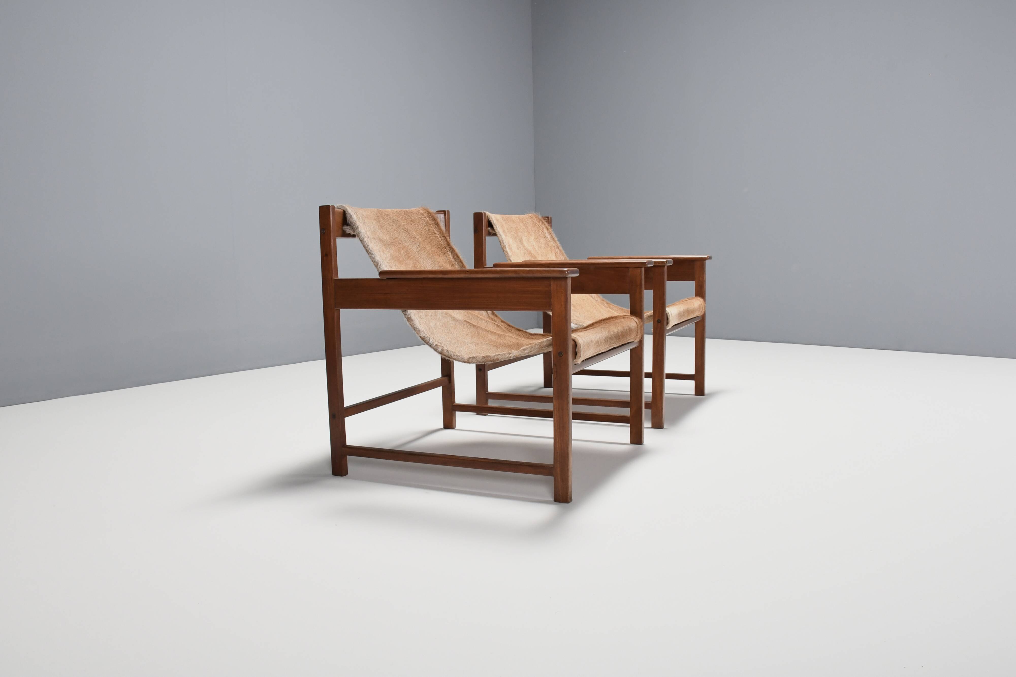 Pair of ‘Lia’ Armchairs by Sérgio Rodrigues, Brazil, 1962, Jacaranda and Cowhide