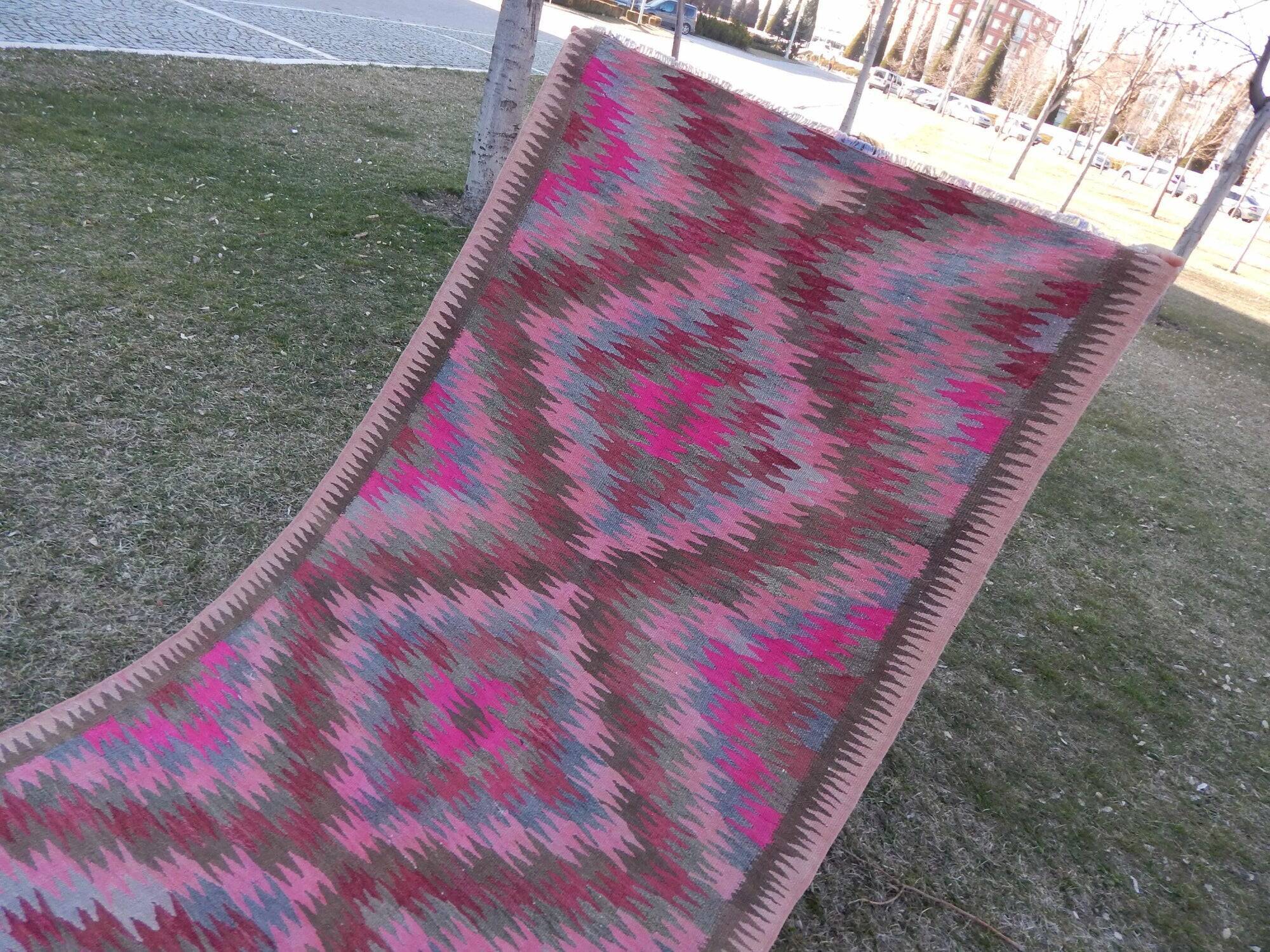 Vintage Turkish hallway rug 119x289 cm