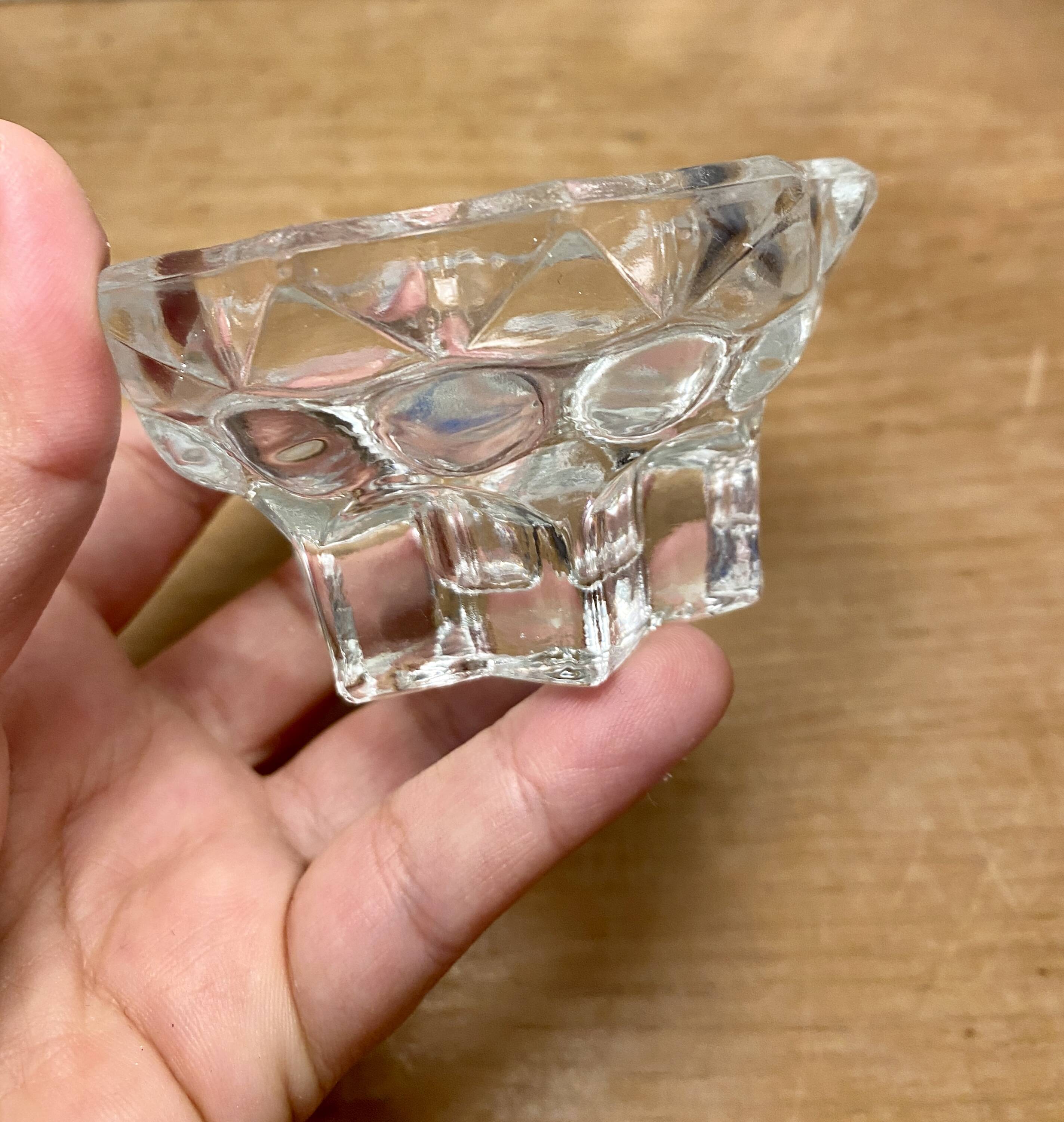 Set of 2 vintage molded glass candle holders