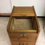 Old curtain oak wheeled box 1950