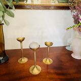 Suite de 3 bougeoirs en laiton vintage