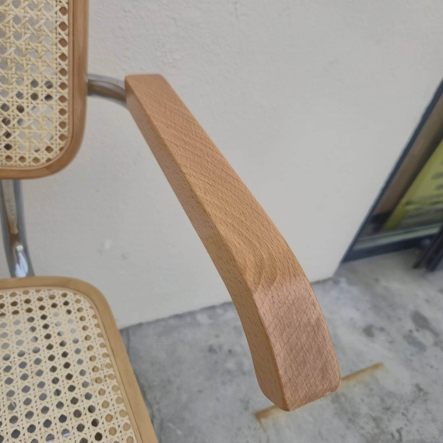 Breuer style armchair in original vintage canework