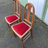 Pair of art deco chairs in red velvet