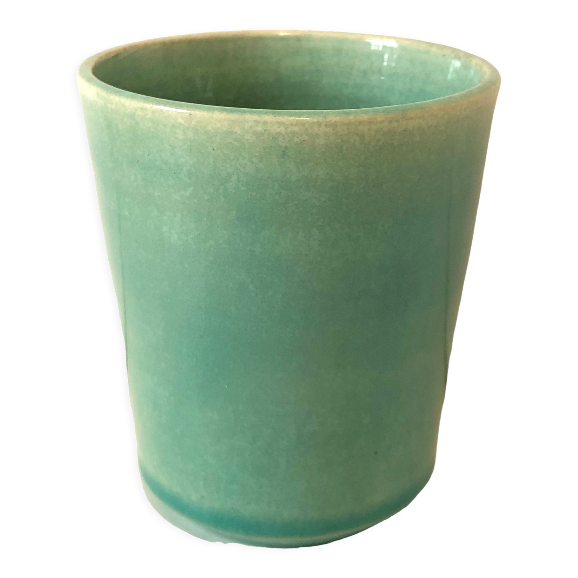 Signed ceramic turquoise cup