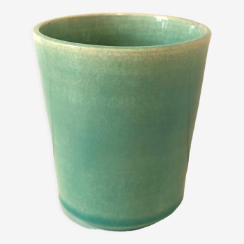 Signed ceramic turquoise cup