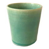 Signed ceramic turquoise cup