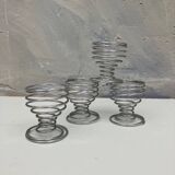 4 vintage stainless steel spiral egg cups 1970