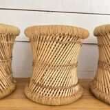 4 tabourets corde et rotin