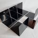 Set of six vintage black lacquered steel bookhouses