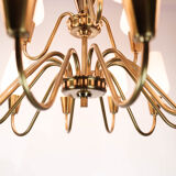 Lamp with arms of brass and glass, of Danish design from the 1950s