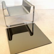 End of sofa, stainless steel magazine rack and mirror glass, France 70s