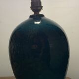 Cracked and signed ceramic ball lamp base, blue-green tones
