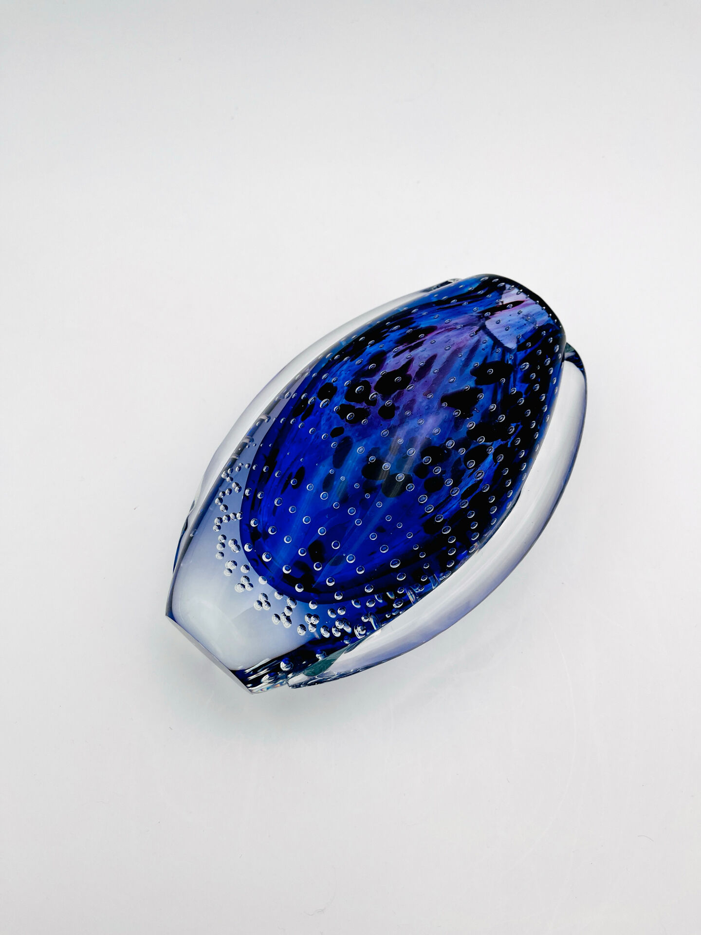 Murano Vase Sommerso Bullicante Cobalt Blue 1960s