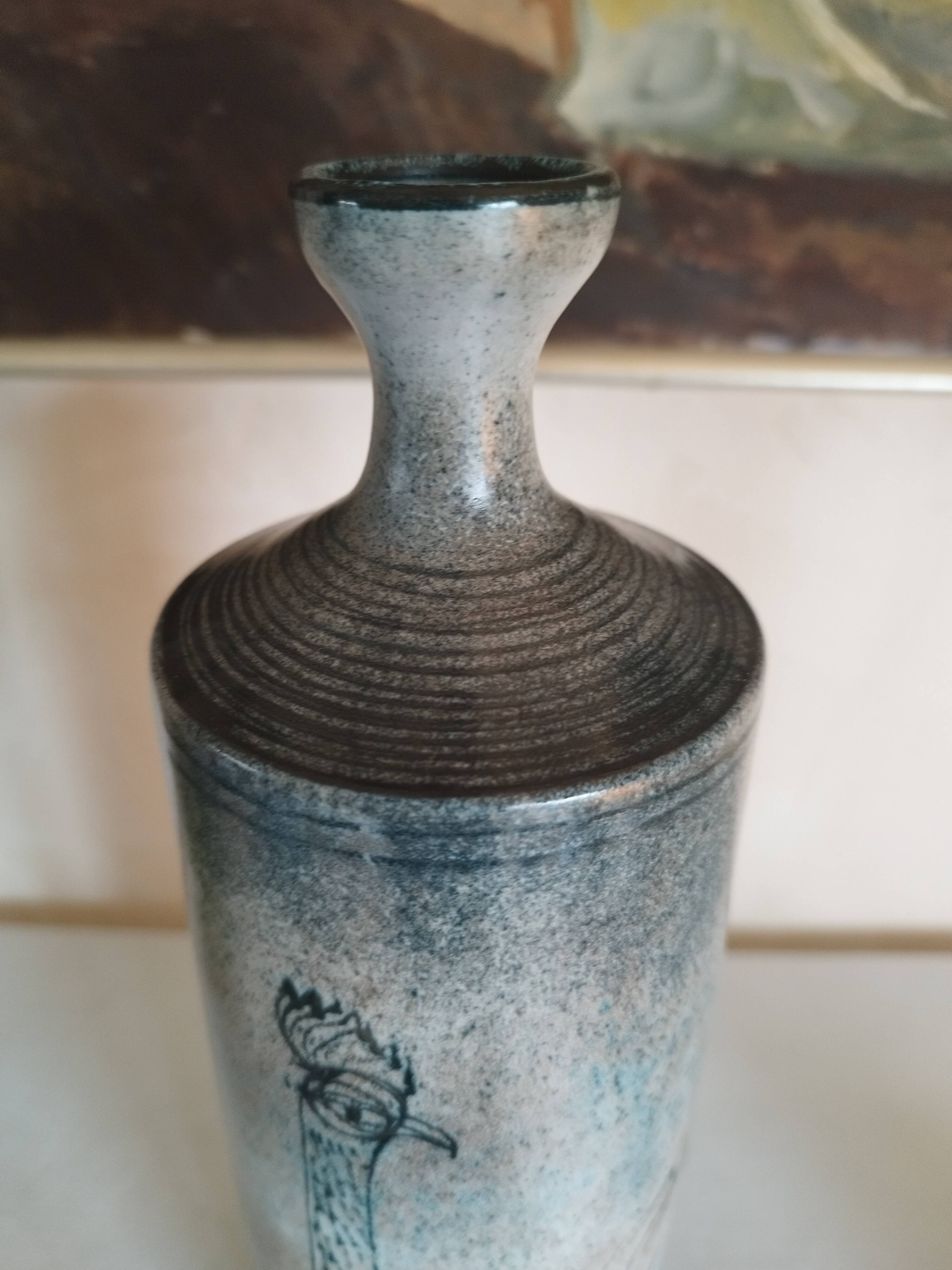 Bottle vase with a rooster design Atelier Roy Montgolfier