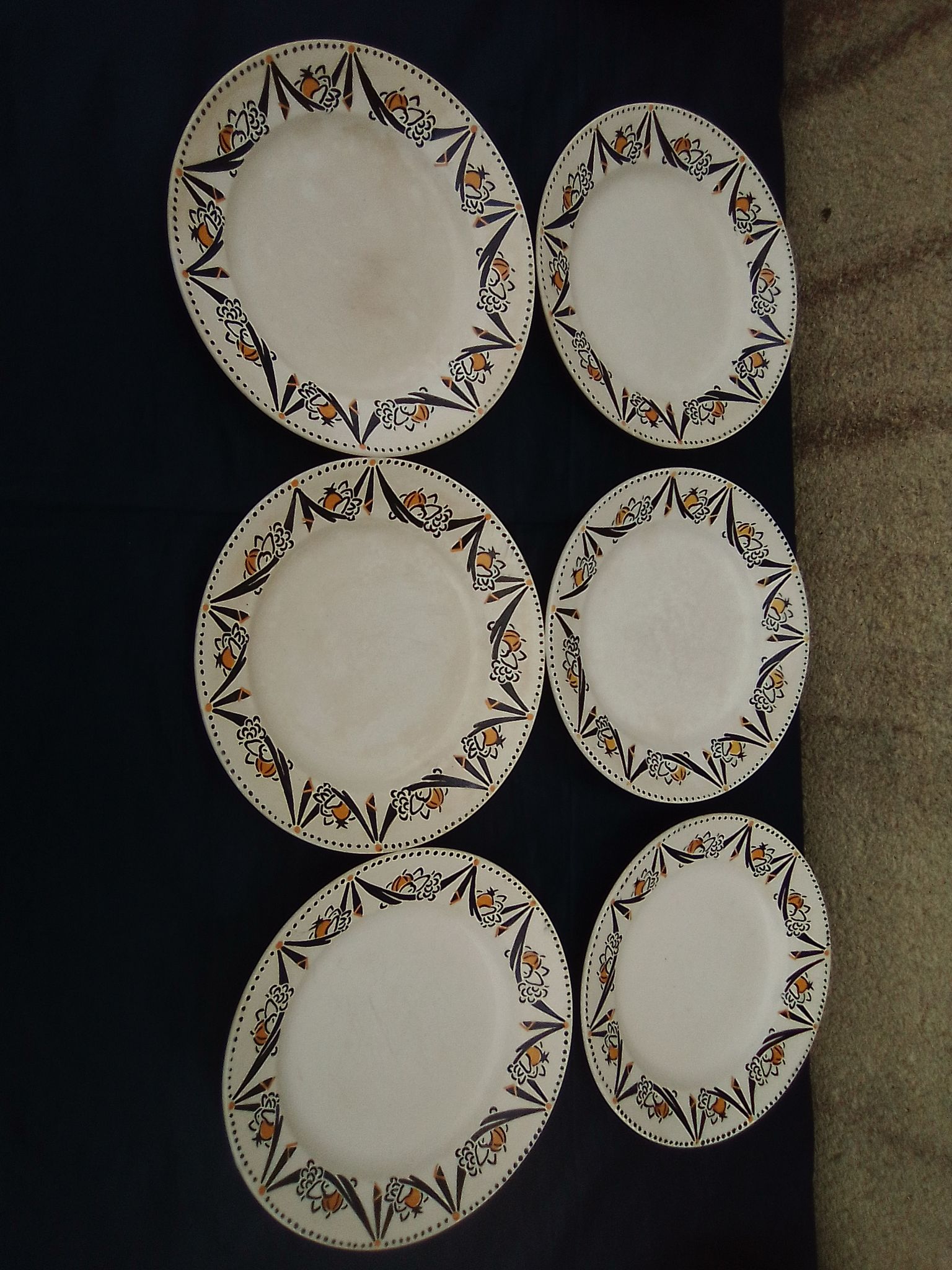6 assiettes en faïence HBCM Creil et Montereau diam 23 cm