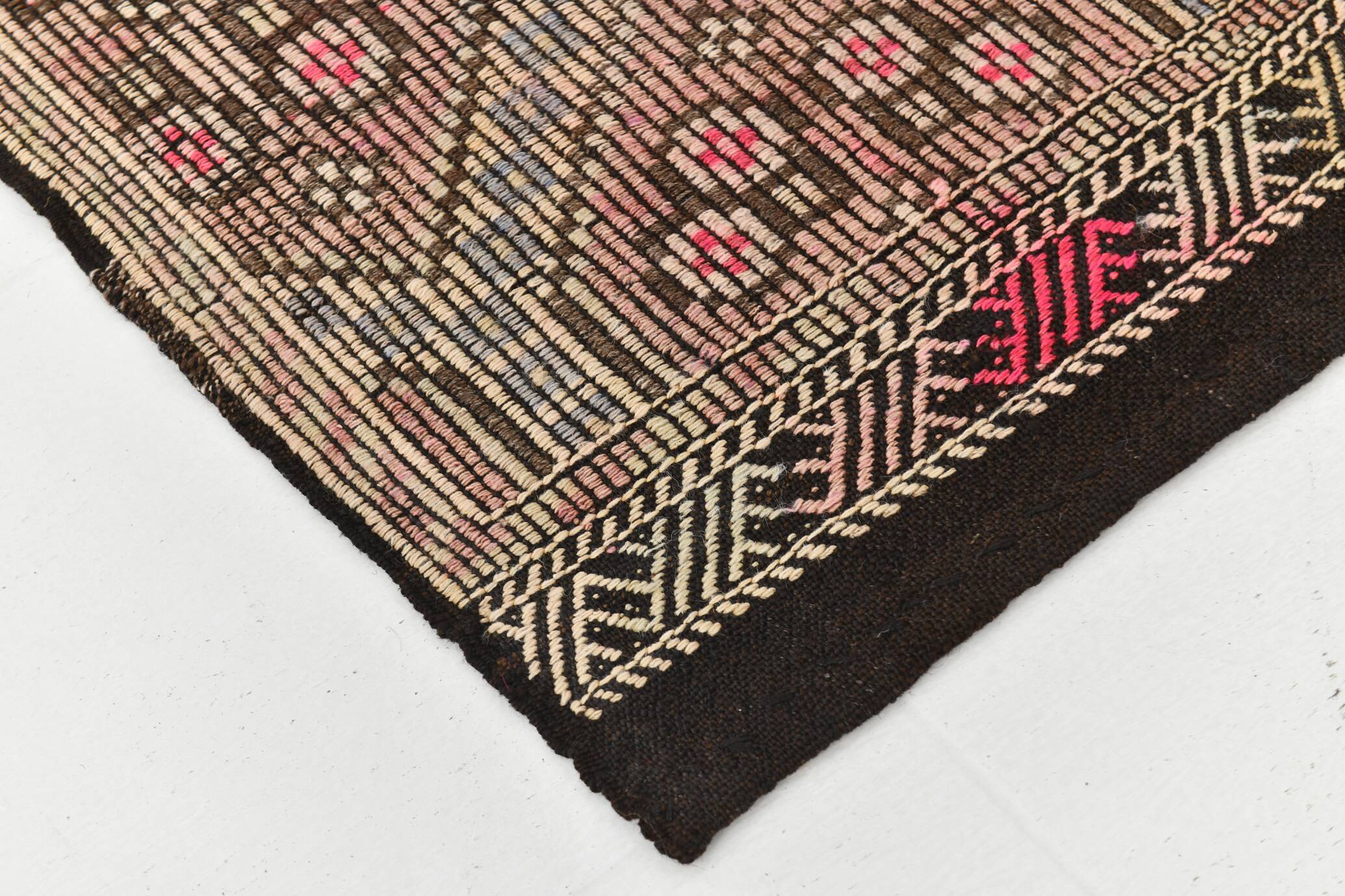 Blue Cream Persian Kilim Runner Rug, 95x313Cm