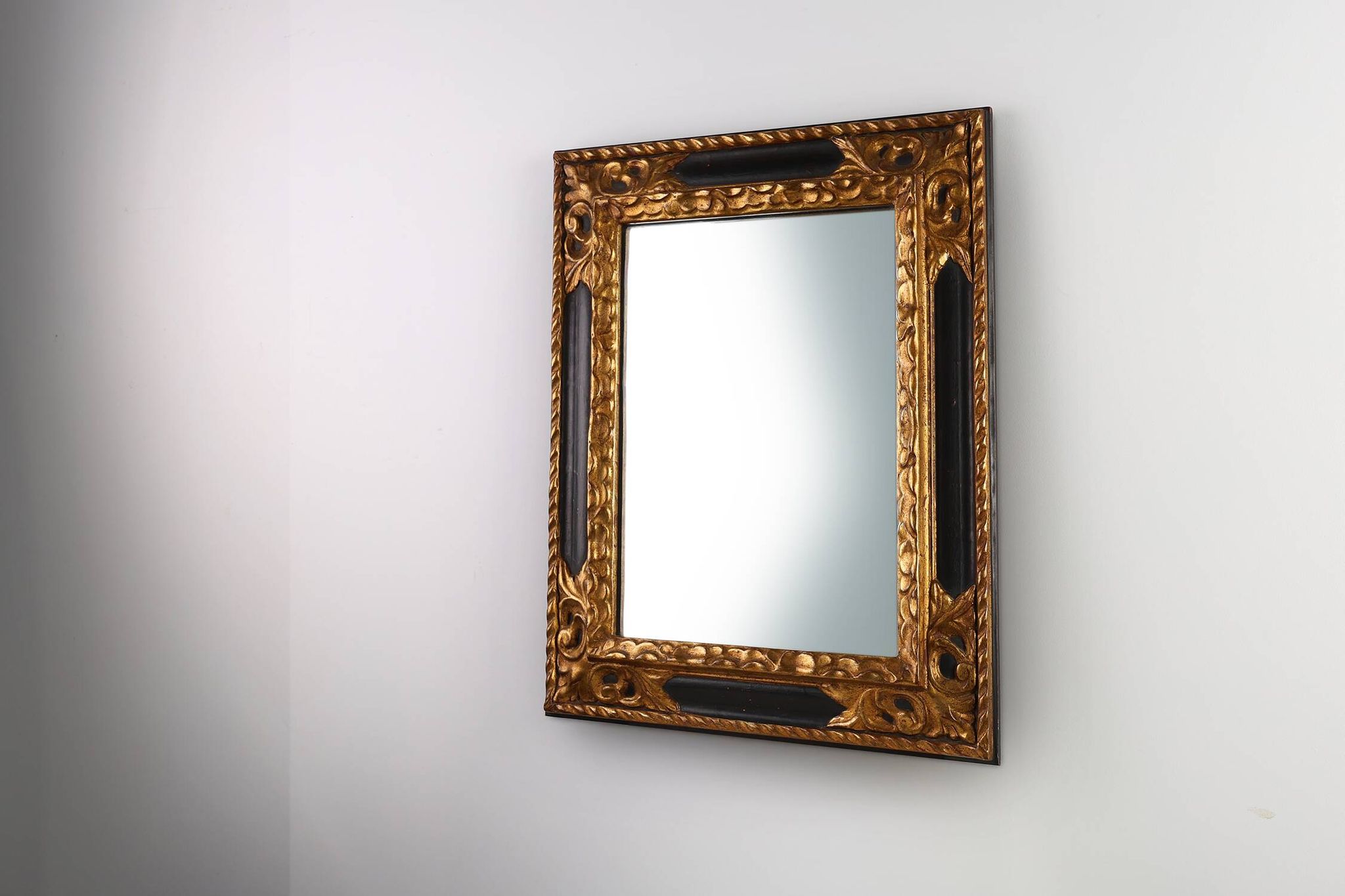 Carved Baroque Black and Giltwood Mirror, France 1850s